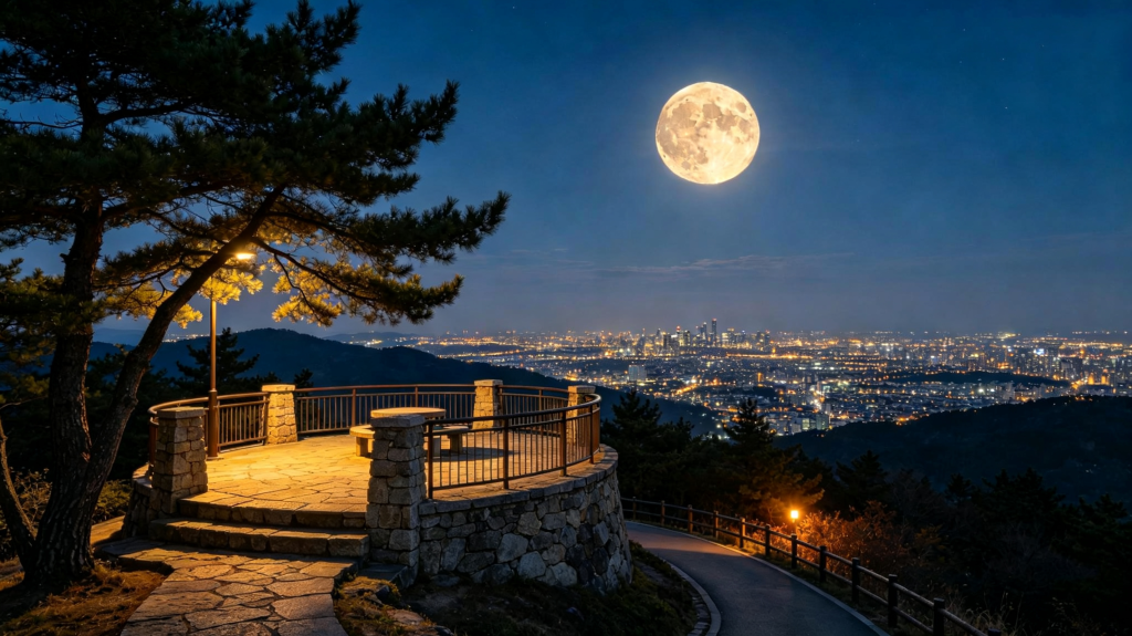中秋夜山水风景摄影图