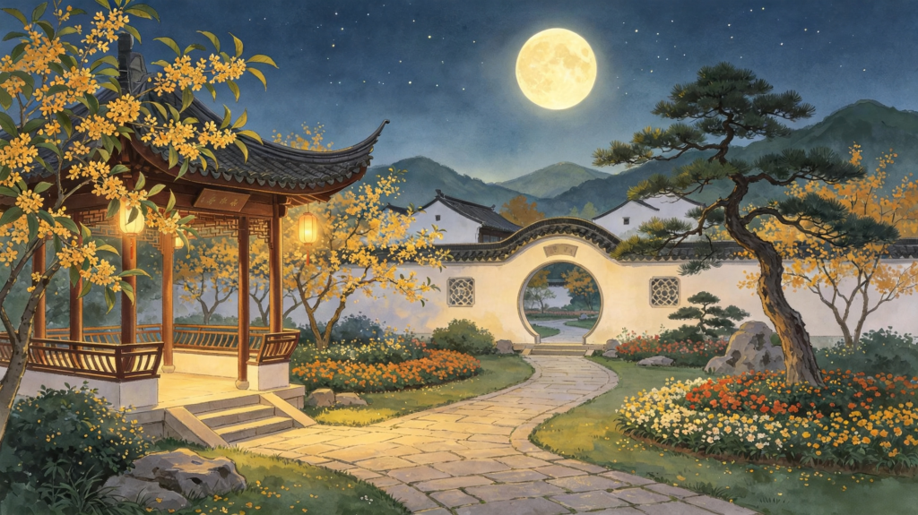 中秋夜园林风光