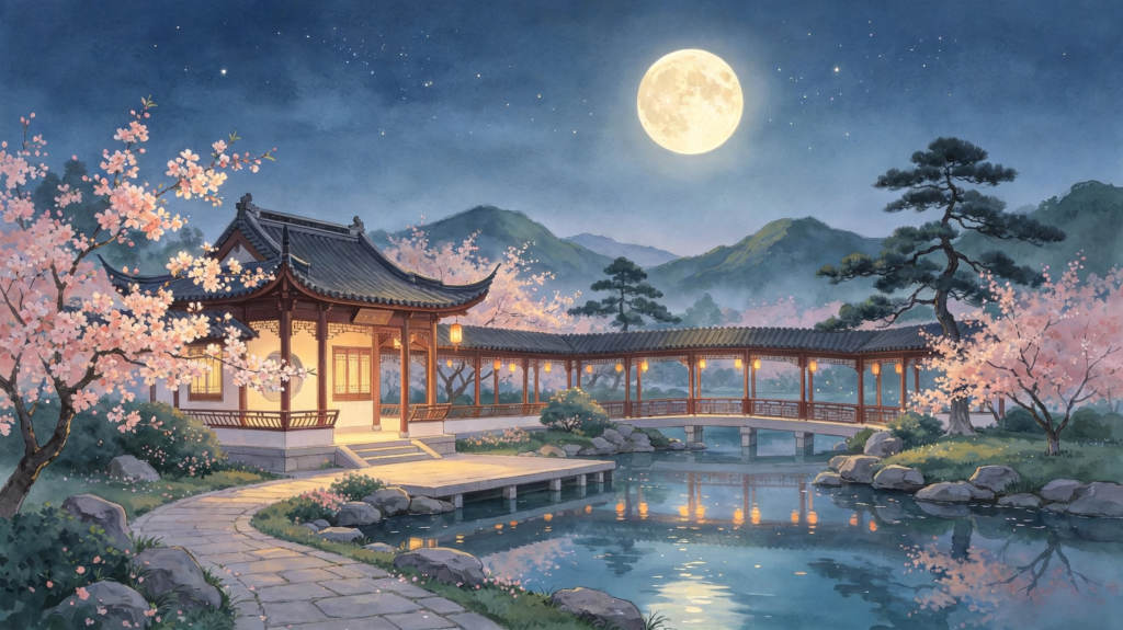 中秋夜园林风光