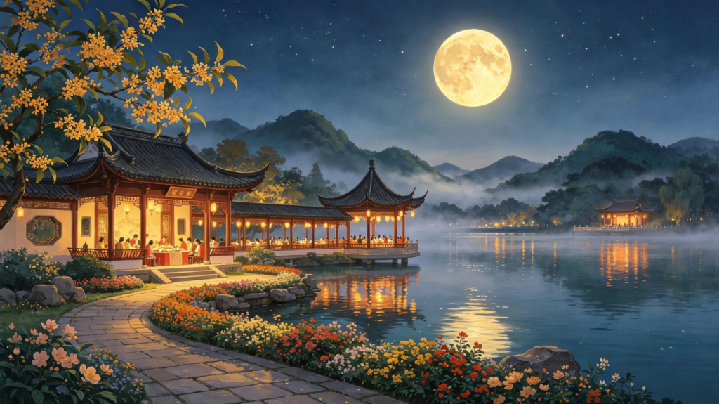 中秋夜园林风光