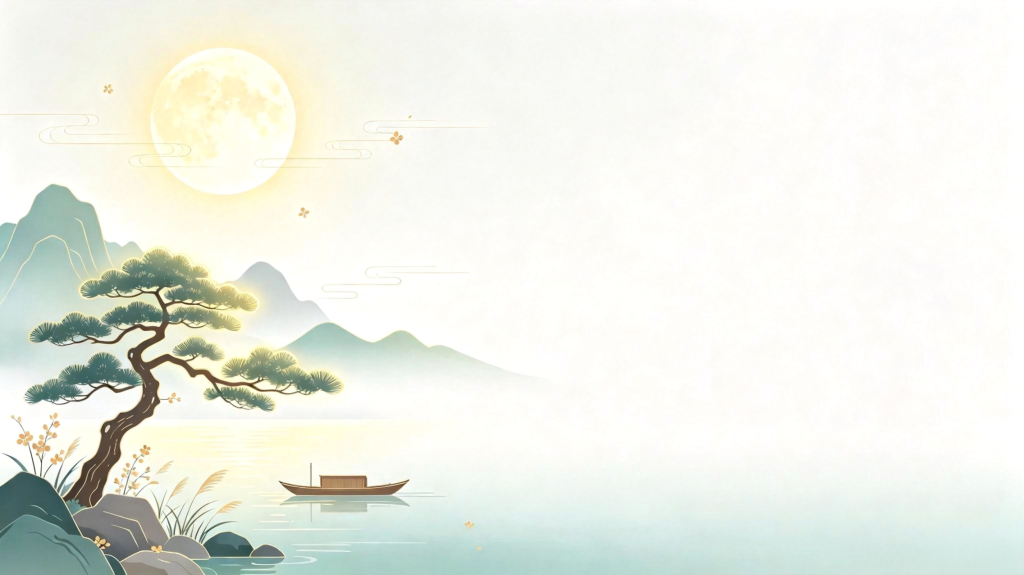 中秋风景扁平风插画背景