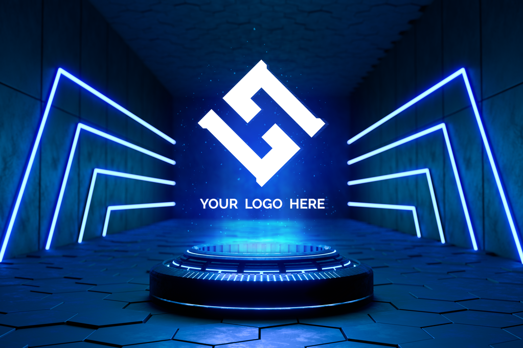 炫酷科技感金属质感LOGO展示样机素材