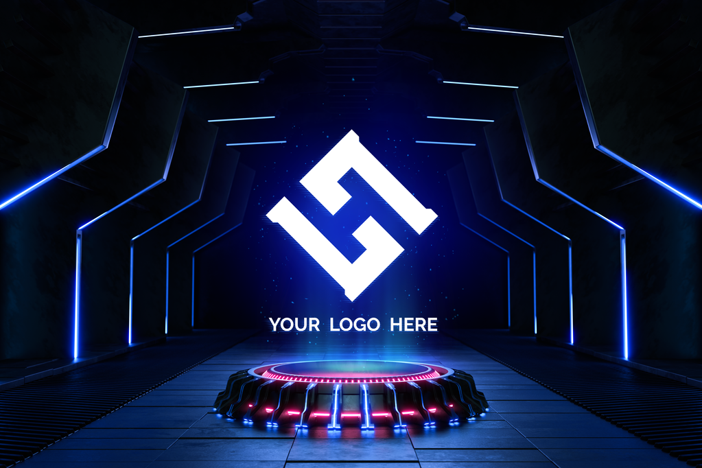 炫酷科技感金属质感LOGO展示样机素材