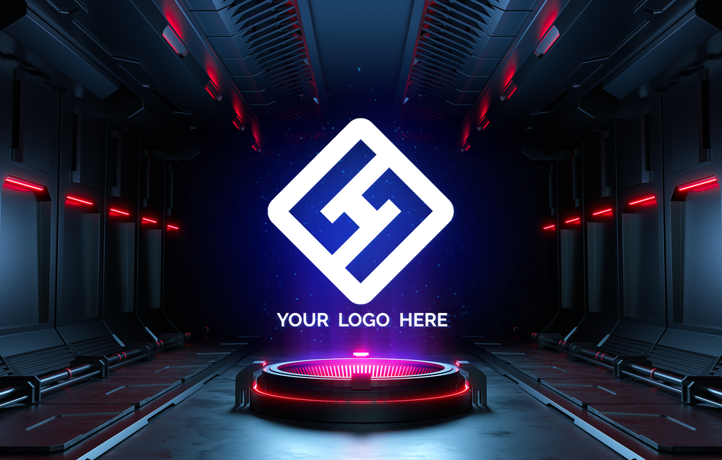 炫酷科技感金属质感LOGO展示样机素材