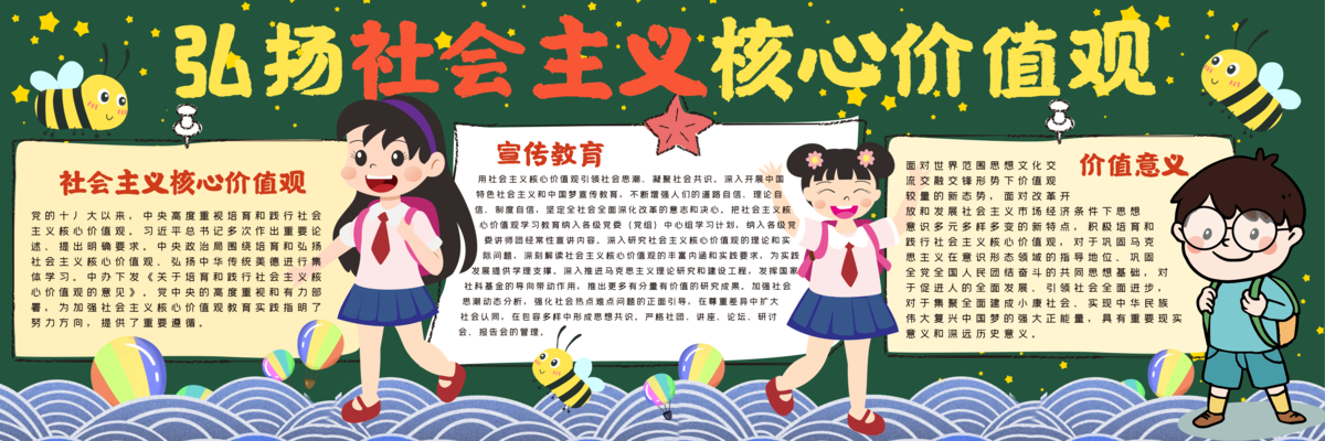 社会主义核心价值观爱国教育黑板报校园展板