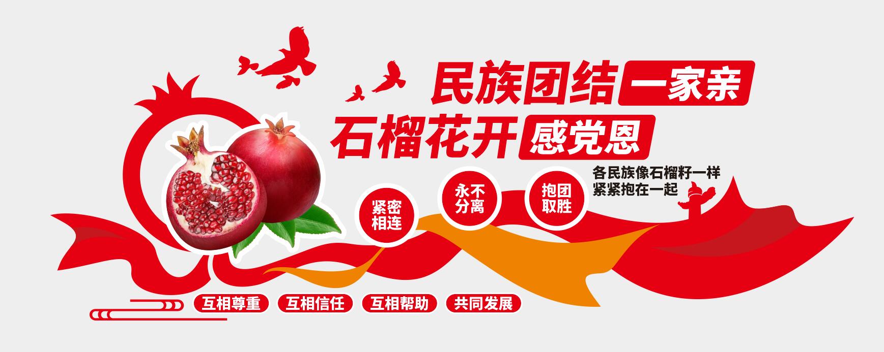 民族团结石榴籽精神共同体意识党建文化墙