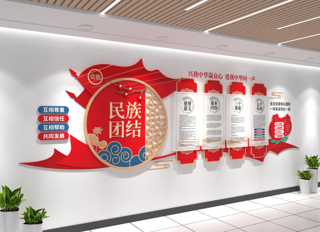 民族团结石榴籽精神共同体意识党建文化墙