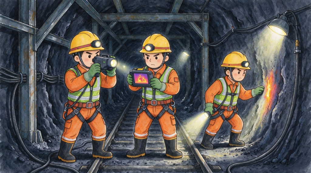 煤矿安全事故矿井救援人物形象卡通插画
