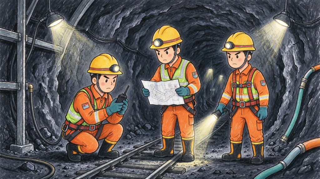 煤矿安全事故矿井救援人物形象卡通插画