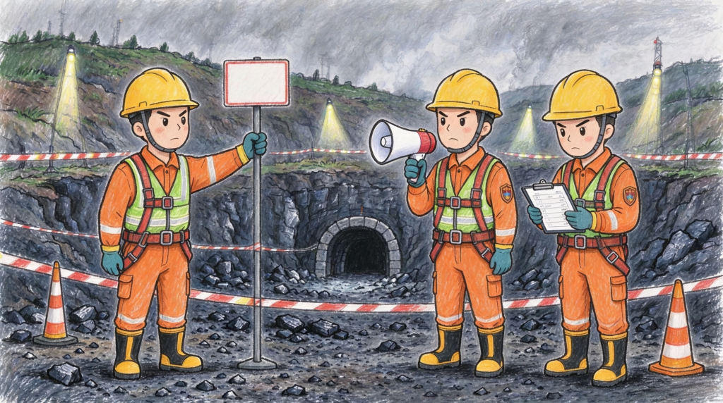 煤矿安全事故地面救援人物形象卡通插画