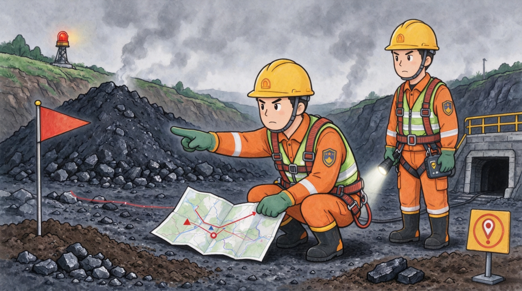 煤矿安全事故地面救援人物形象卡通插画