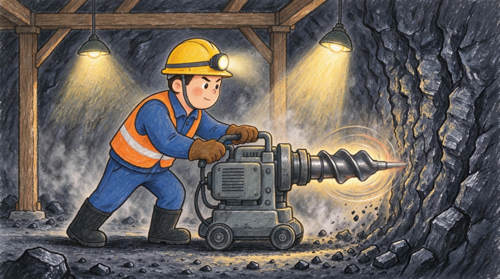 煤矿安全地下开采人物形象卡通插画
