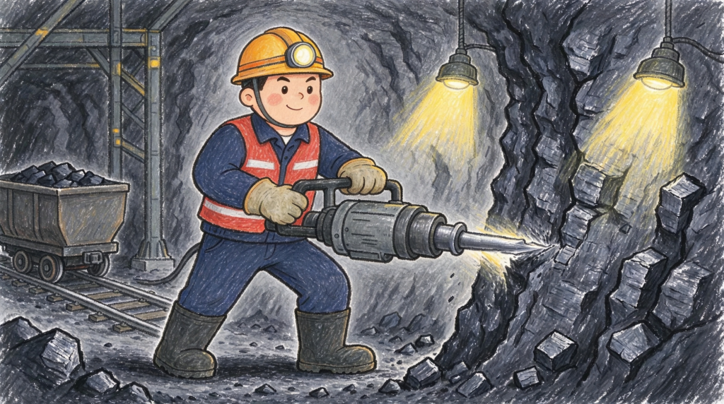 煤矿安全地下开采人物形象卡通插画