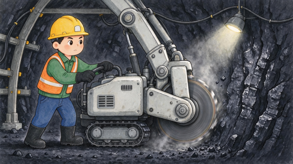 煤矿安全地下开采人物形象卡通插画