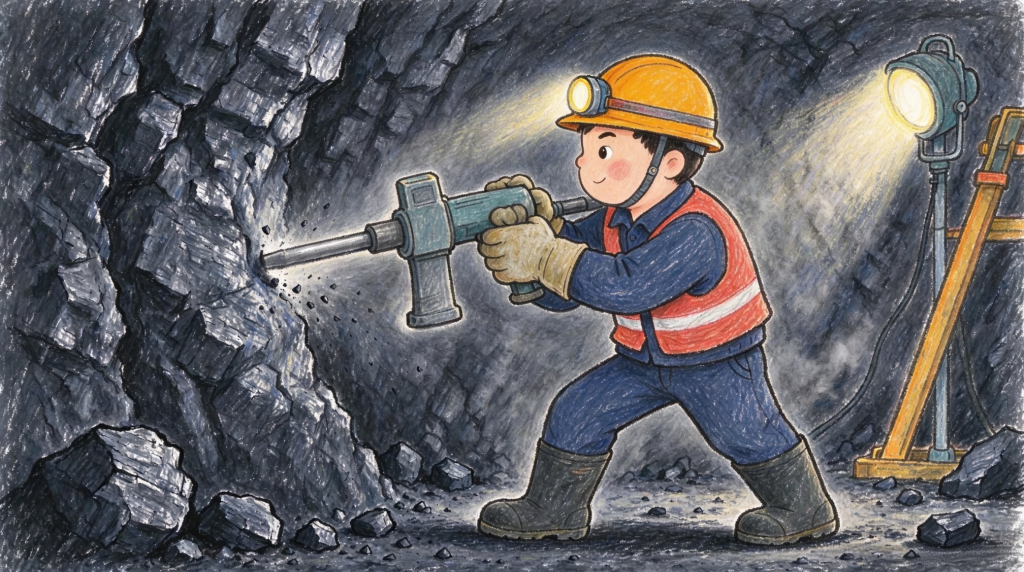 煤矿安全地下开采人物形象卡通插画