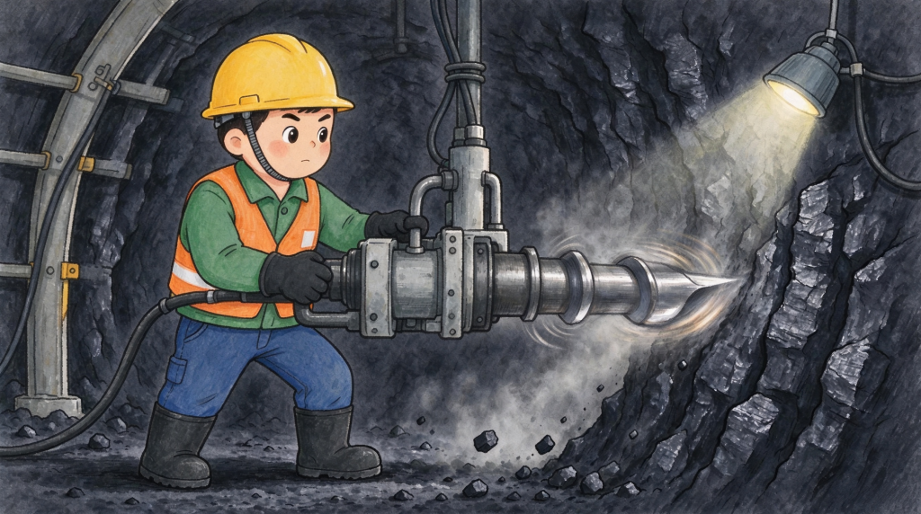 煤矿安全地下开采人物形象卡通插画
