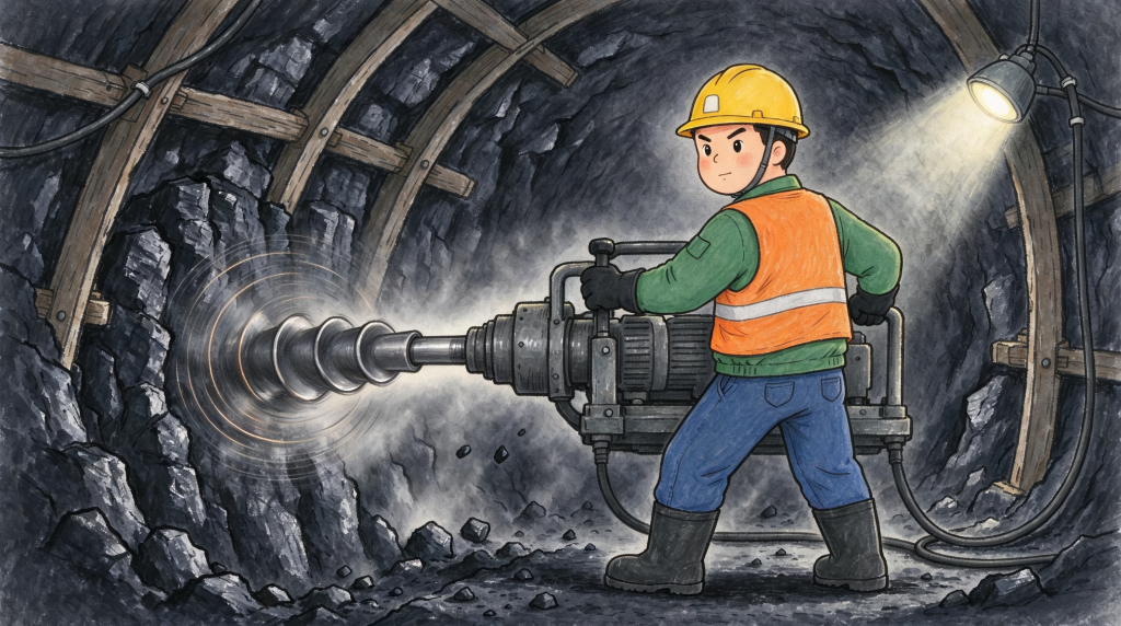 煤矿安全地下开采人物形象卡通插画