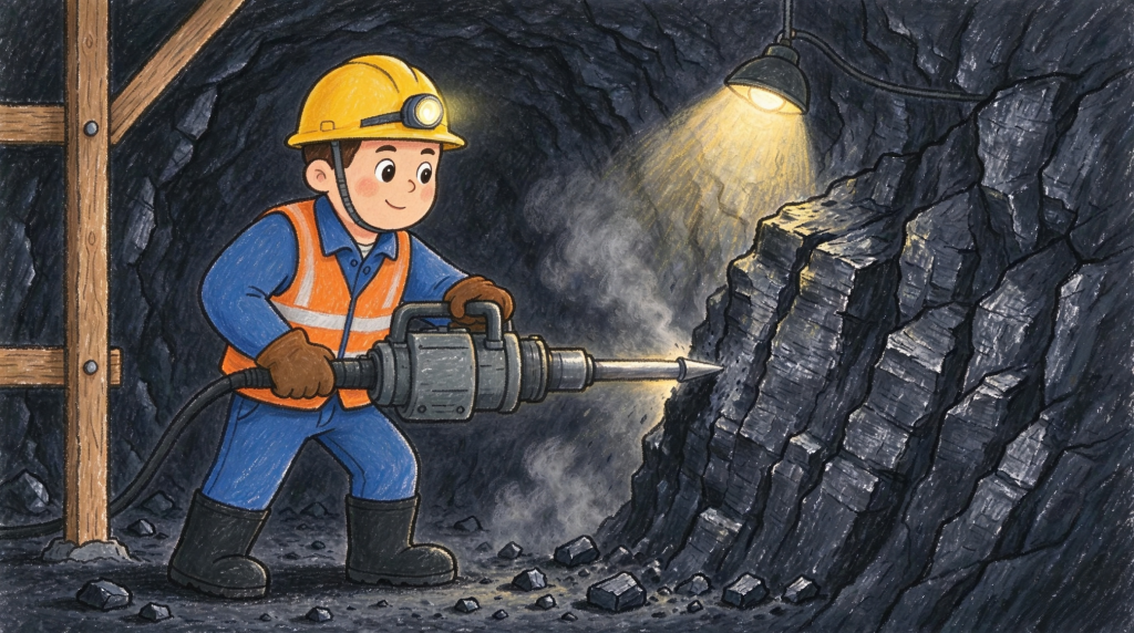 煤矿安全地下开采人物形象卡通插画