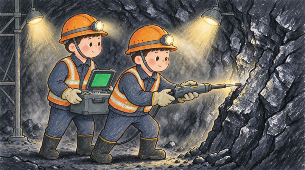 煤矿安全地下检测人物形象卡通插画