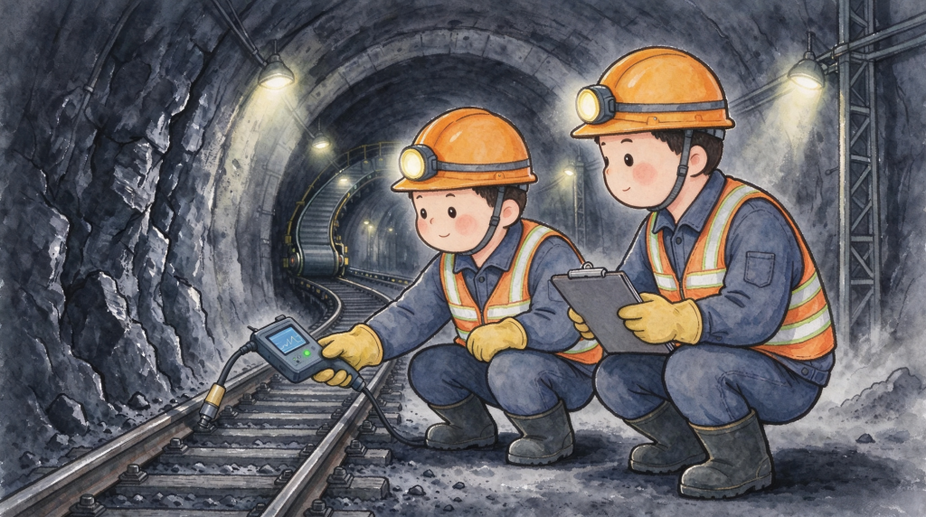 煤矿安全地下检测人物形象卡通插画