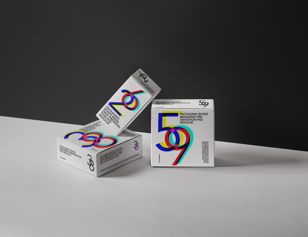 高端纸盒包装创意设计应用样机psd