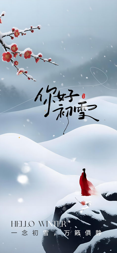 立冬冬季冬天你好初雪海报