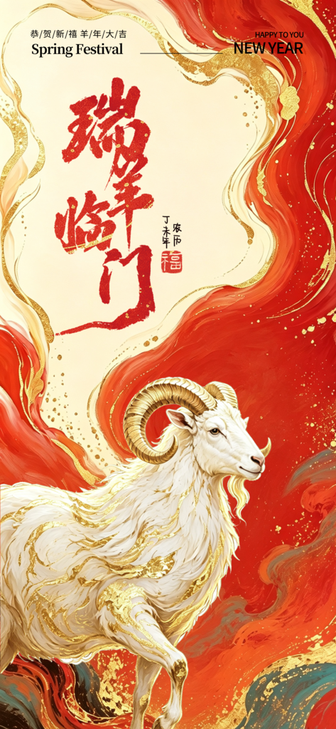 羊年新年春节2027节日海报