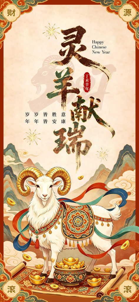 羊年新年春节2027节日海报