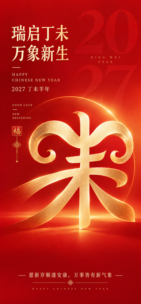 羊年新年春节2027节日海报