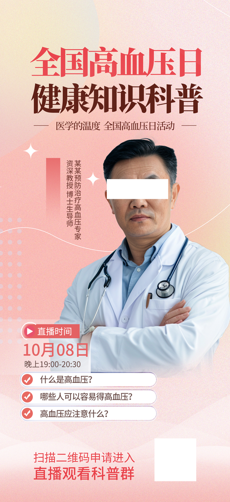 全国高血压日健康医疗知识科普海报