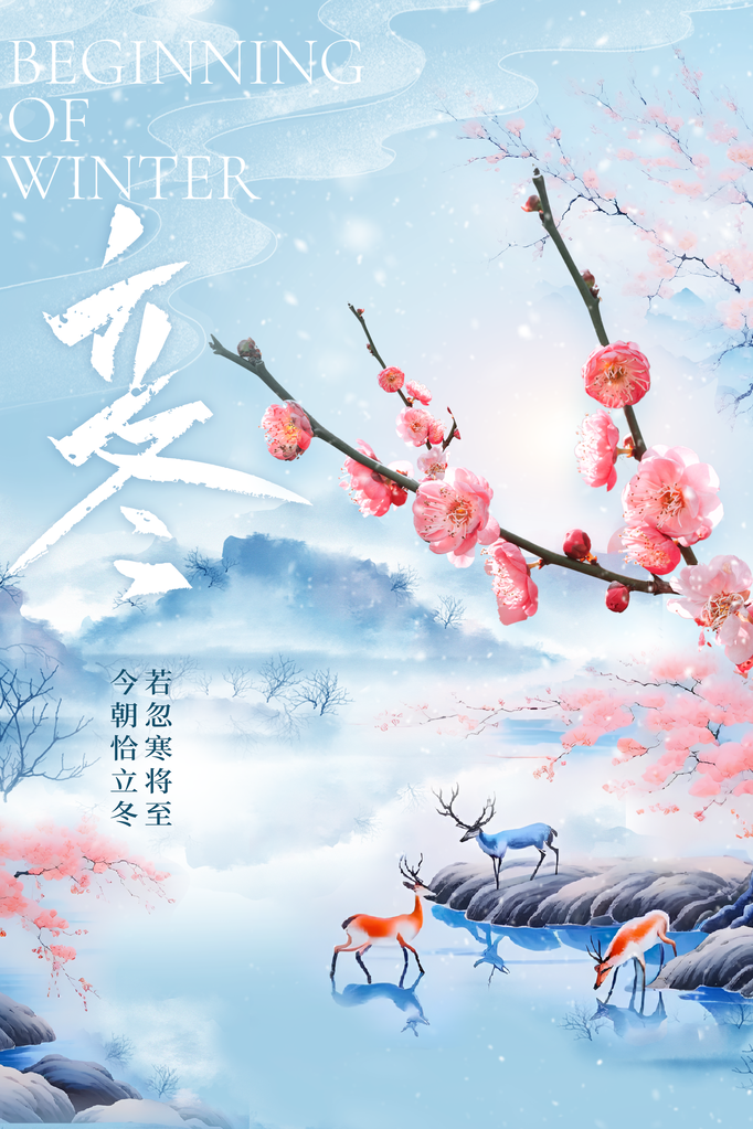 立冬节气冬天冬季海报