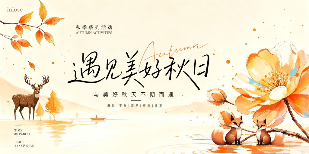 秋日秋天出游秋游秋季旅游海报