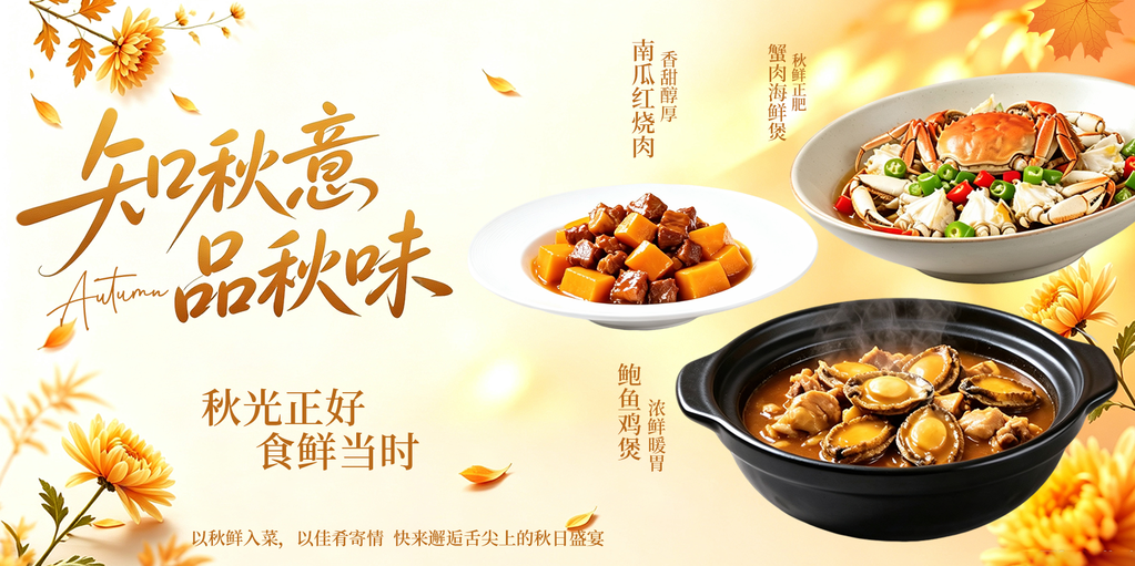 秋日秋天贴秋膘秋季美食海报