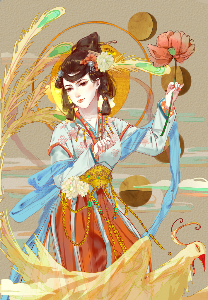 国潮敦煌飞天神话人物插画壁画