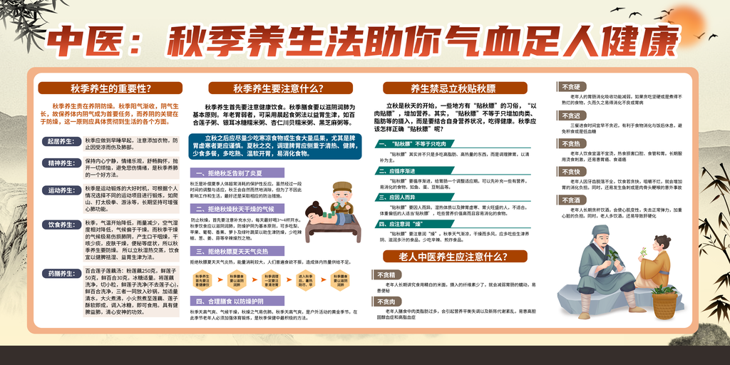 秋季中医养生健康医疗展板海报设计