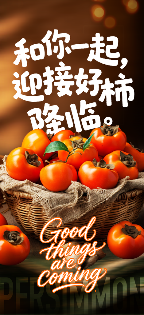 柿子秋季水果美食海报设计