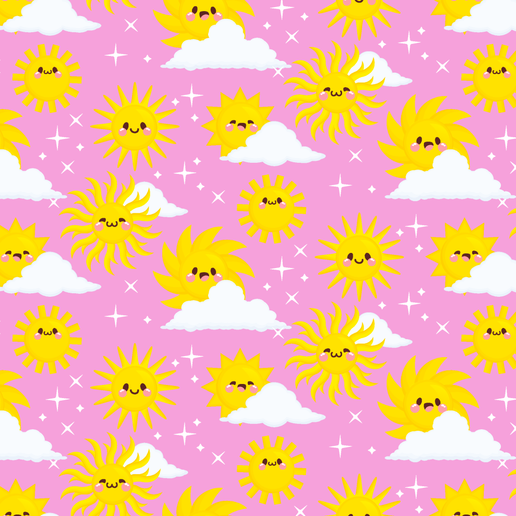 可爱卡通小清新手绘太阳连续方图矢量插画