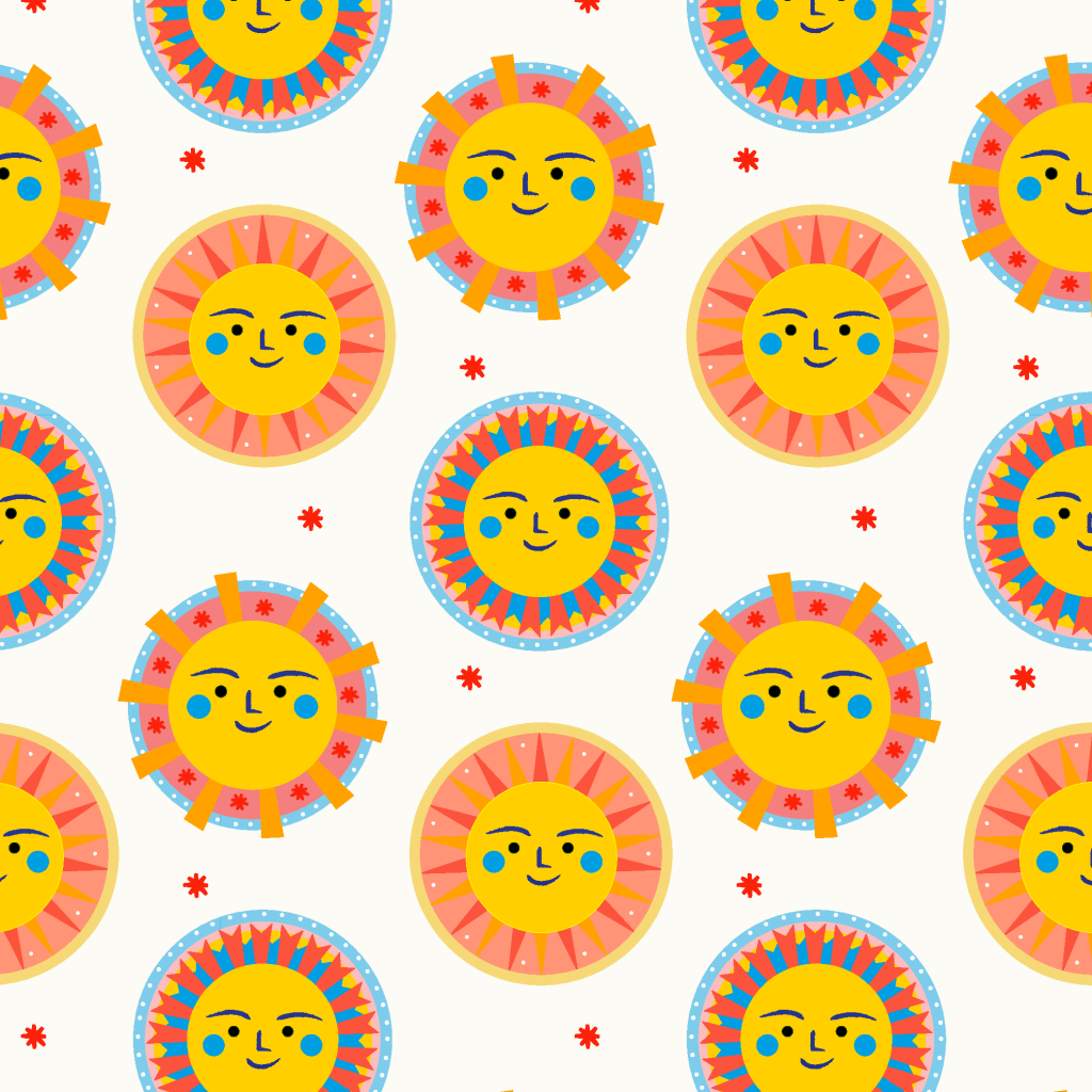 可爱卡通小清新手绘太阳连续方图矢量插画
