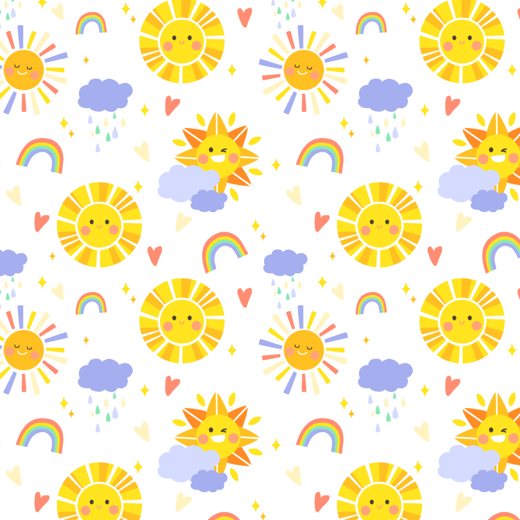 小清新可爱卡通手绘太阳连续方图矢量插画
