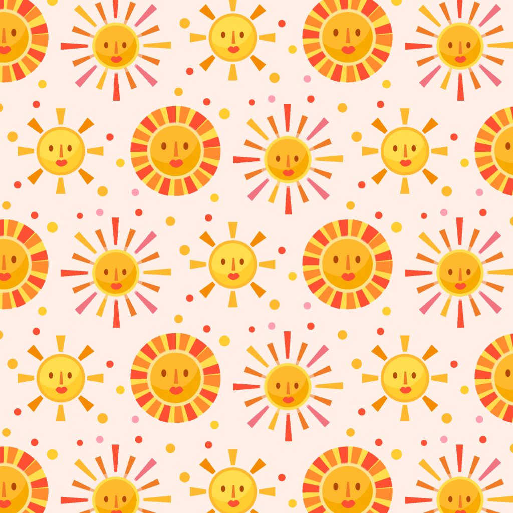 小清新可爱卡通手绘太阳连续方图矢量插画