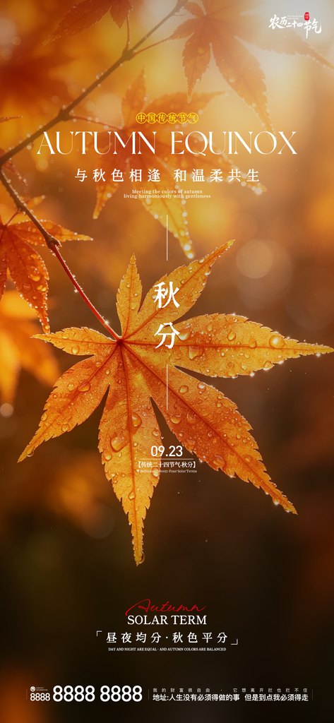 地产秋分创意朋友圈海报