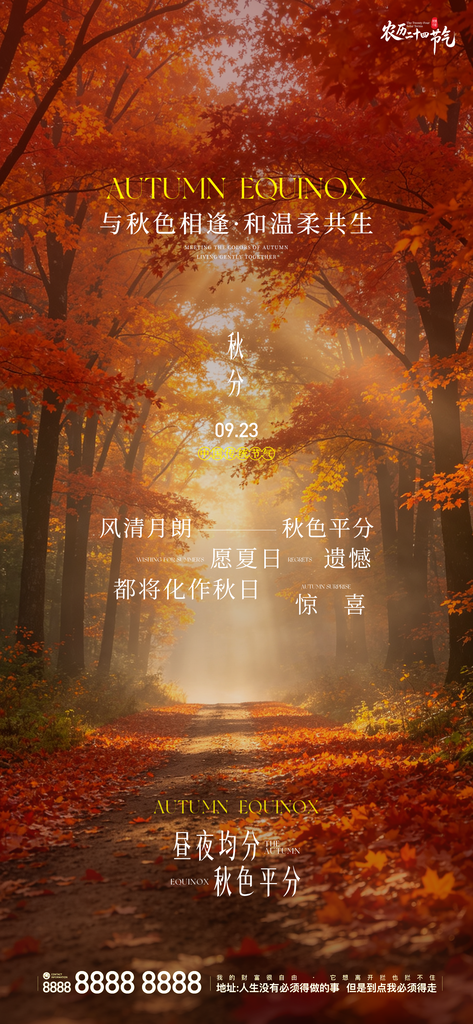 地产秋分创意朋友圈海报