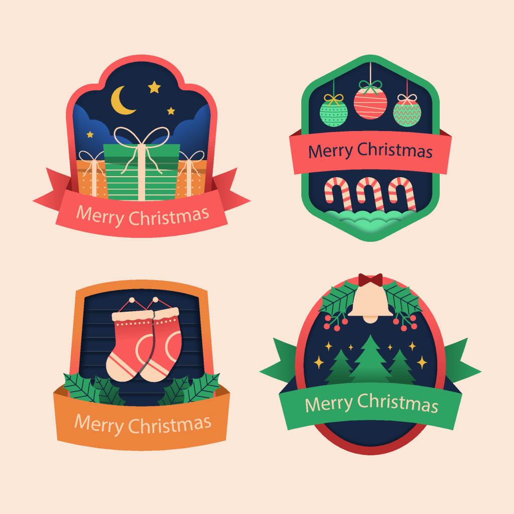 圣诞节装饰品圣诞元素圣诞树矢量素材