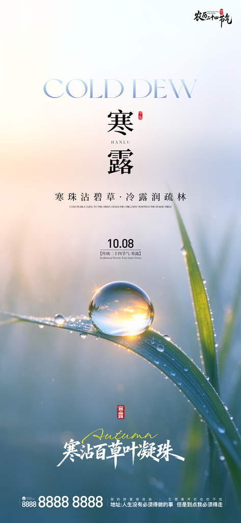 寒露二十四小时创意宣传海报