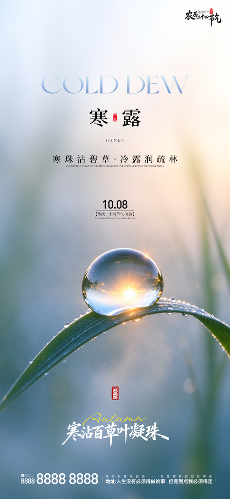 寒露二十四小时创意宣传海报