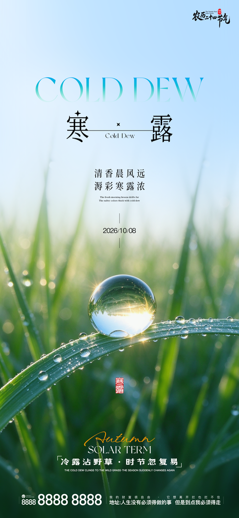 寒露二十四小时创意宣传海报