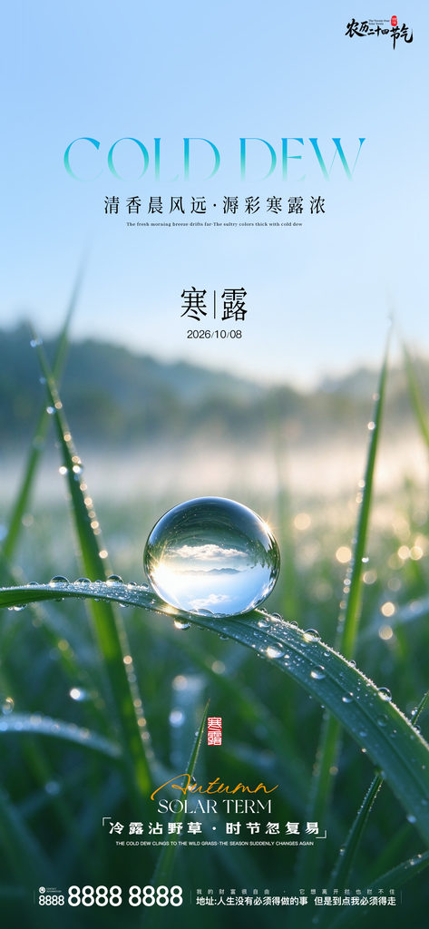 寒露二十四小时创意宣传海报