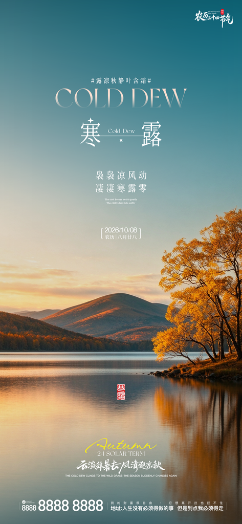寒露二十四小时创意宣传海报