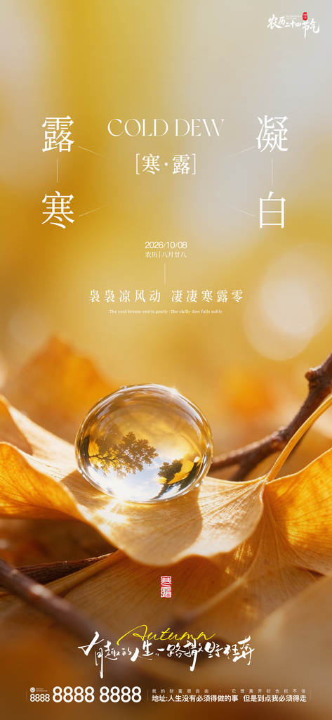 寒露节气创意宣传海报