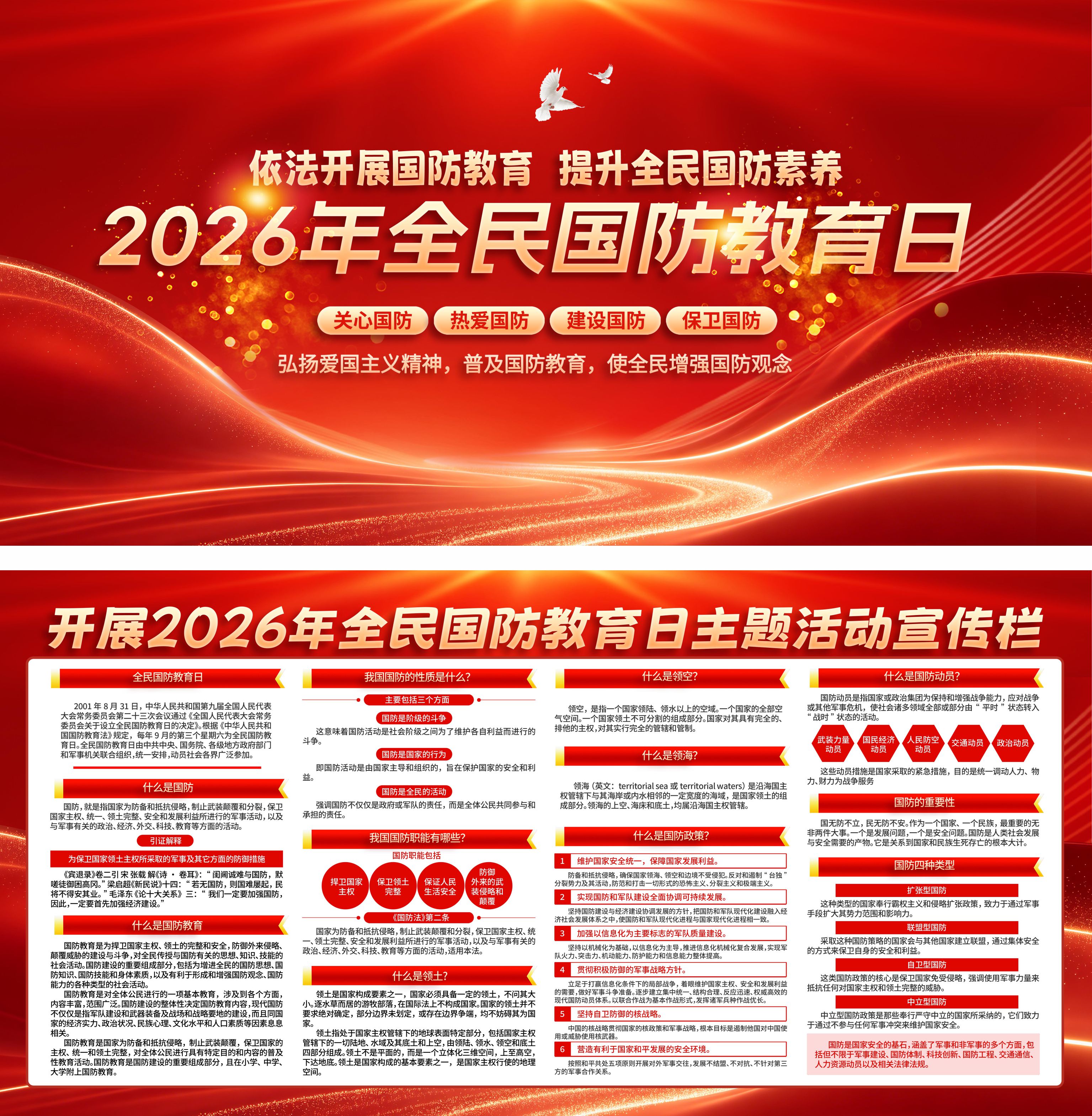 2026全民国防教育日国防教育二件套展板
